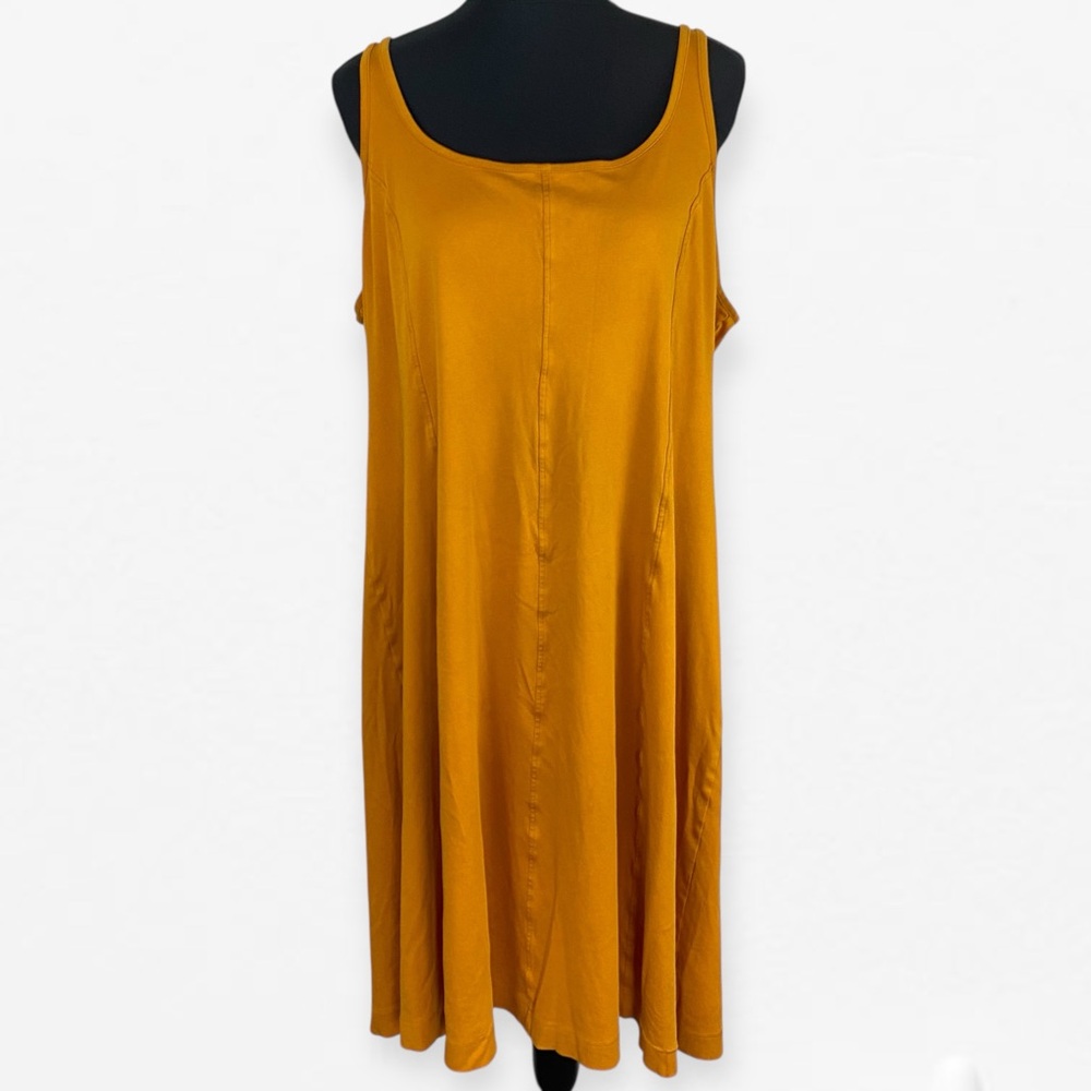Everlane cotton Mustard Yellow fit & flare classic Midi sundress Dress XL